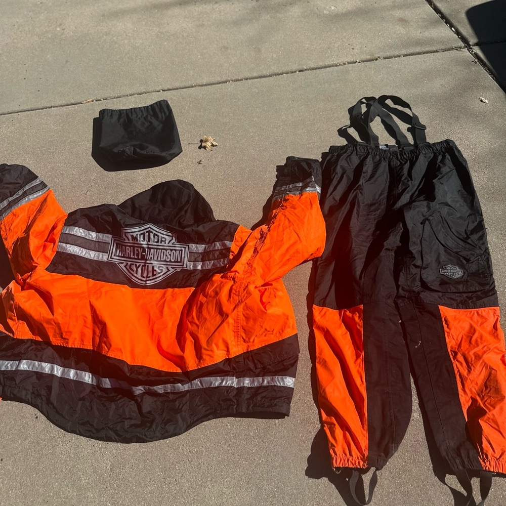 Harley-Davidson Orange and Black Rain gear.